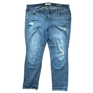 Slink Jeans Curvy Distressed Light Wash Ankle Jeans Sz 16